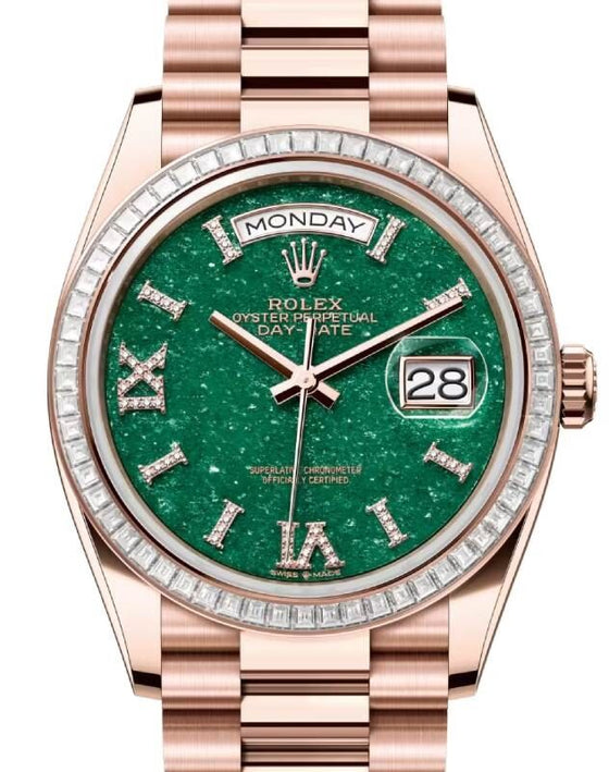 Rolex Day-Date 36 36 mm 128395TBRGADP Rose Gold/Diamonds Green
