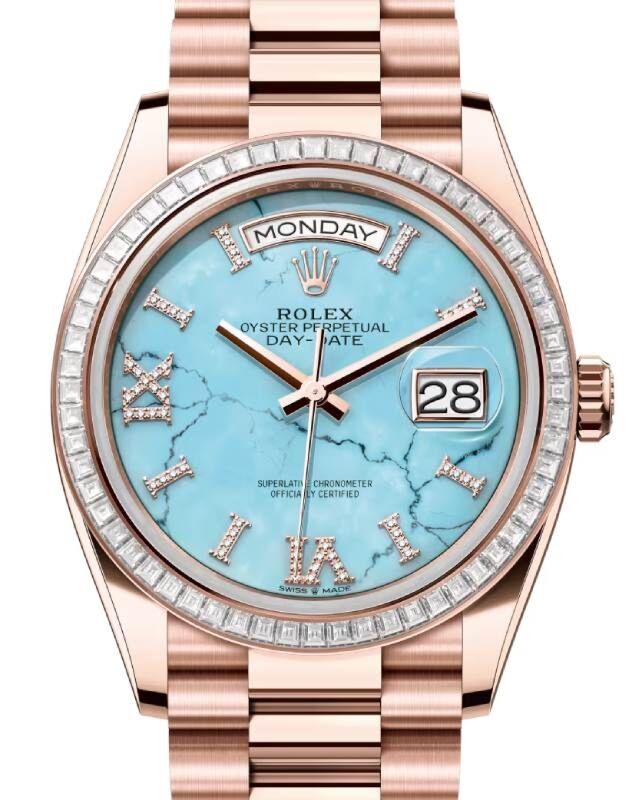 Rolex Day-Date 36 36 mm 128395TBRTDP Rose Gold/Diamonds Turquoise