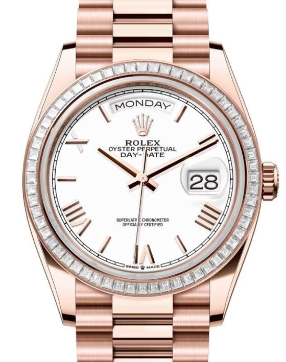 Rolex Day-Date 36 36 mm 128395TBRWSRP Rose Gold/Diamonds White