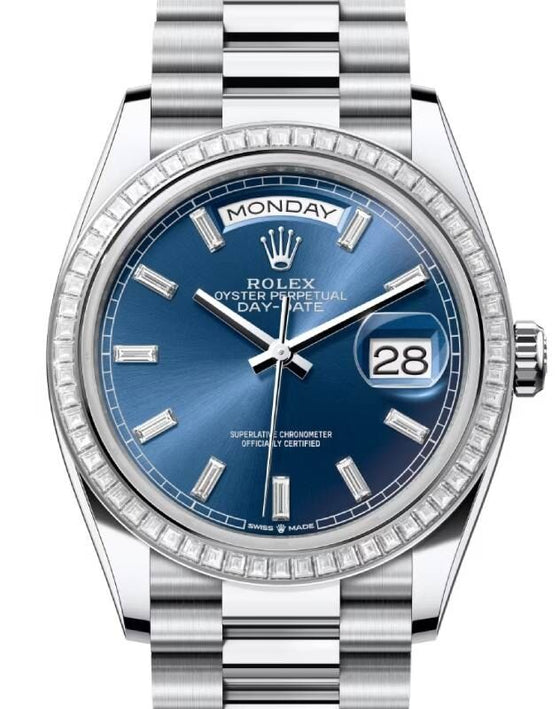 Rolex Day-Date 36 36 mm 128396TBRBBDP Platinum/Diamonds Blue