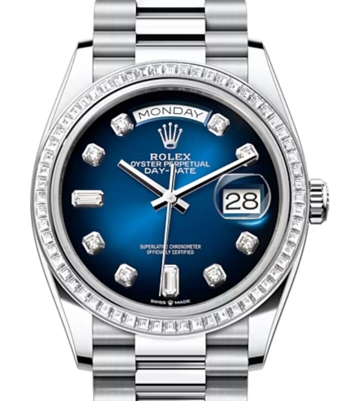 Rolex Day-Date 36 36 mm 128396TBRBODP Platinum/Diamonds Blue