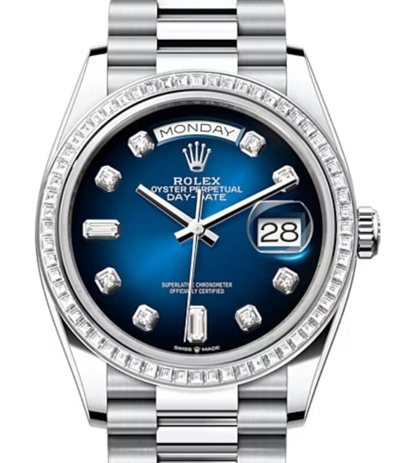Rolex Day-Date 36 36 mm 128396TBRBODP Platinum/Diamonds Blue