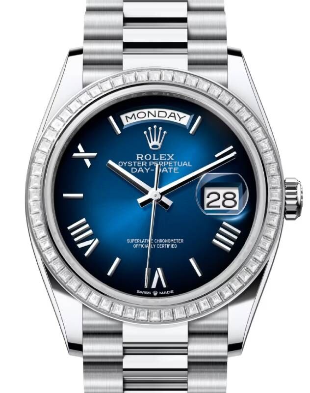 Rolex Submariner 36 mm 128396TBRBOSRP Platinum/Diamonds Blue