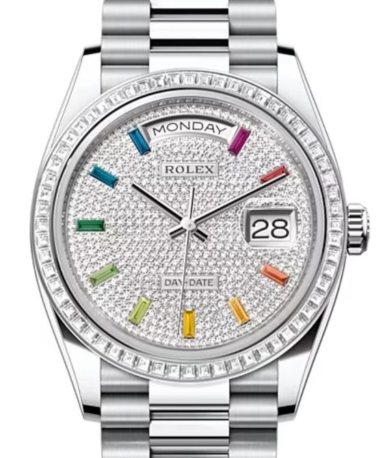 Rolex Day-Date 36 36 mm 128396TBRDPRP Platinum/Diamonds Diamond Pave