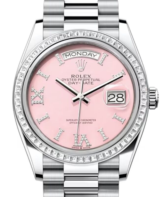 Rolex Day-Date 36 36 mm 128396TBRPODP Platinum/Diamonds Pink