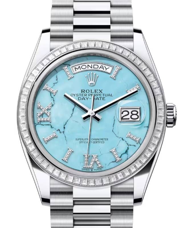 Rolex Day-Date 36 36 mm 128396TBRTDVIIXP Platinum/Diamonds Turquoise