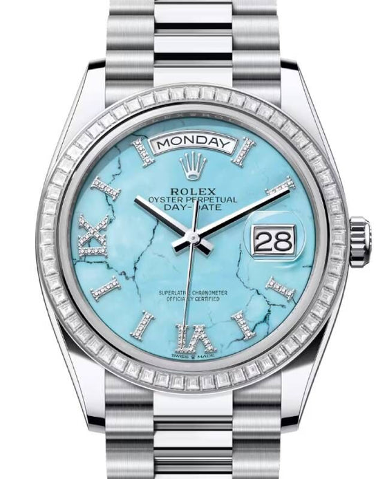 Rolex Day-Date 36 36 mm 128396TBRTDVIIXP Platinum/Diamonds Turquoise