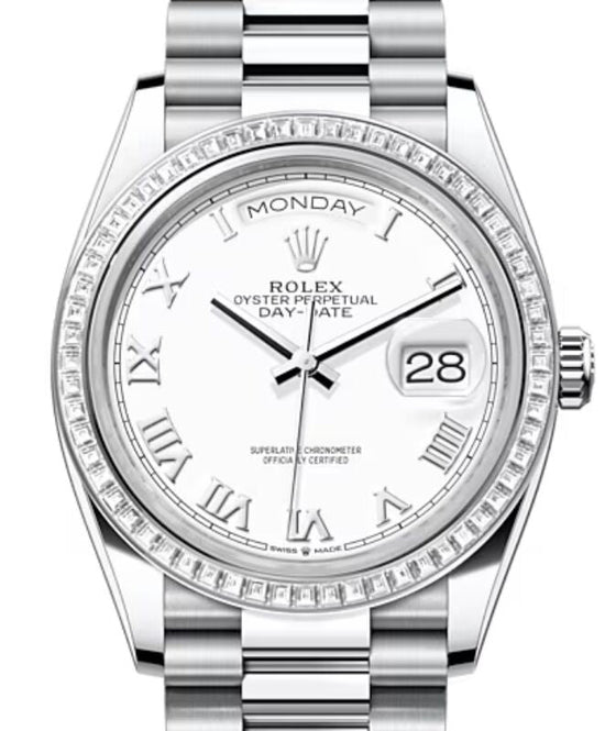 Rolex Day-Date 36 36 mm 128396TBRWRP Platinum/Diamonds White