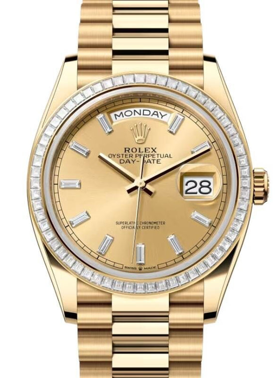 Rolex Day-Date 36 36 mm 128398TBRCHABDP Yellow Gold/Diamonds Champagne