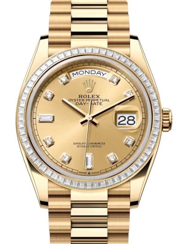 Rolex Day-Date 36 36 mm 128398TBRCHADP Yellow Gold/Diamonds Champagne