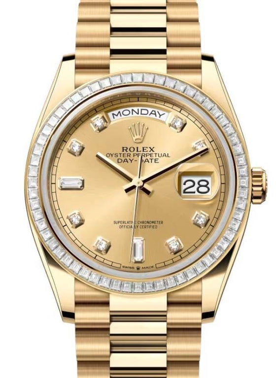 Rolex Day-Date 36 36 mm 128398TBRCHADP Yellow Gold/Diamonds Champagne
