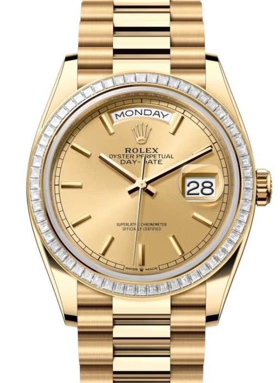 Rolex Day-Date 36 36 mm 128398TBRCHASP Yellow Gold/Diamonds Champagne