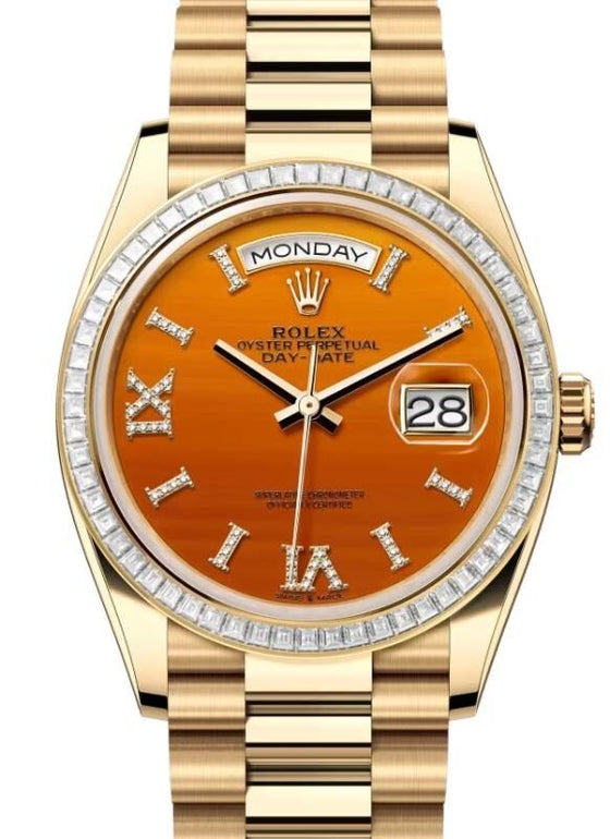 Rolex Day-Date 36 36 mm 128398TBRCODP Yellow Gold/Diamonds Orange