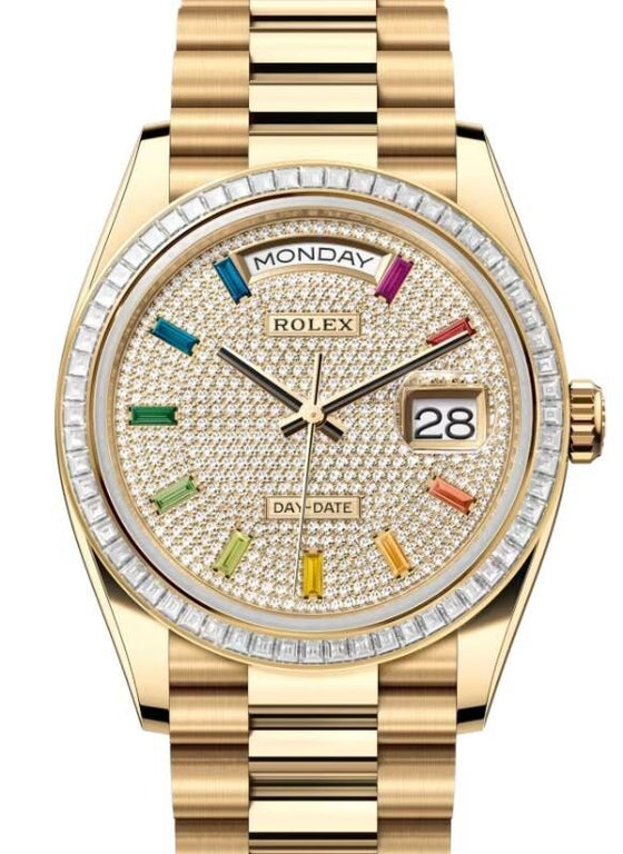 Rolex Day-Date 36 36 mm 128398TBRDPP Yellow Gold/Diamonds Diamond Pave