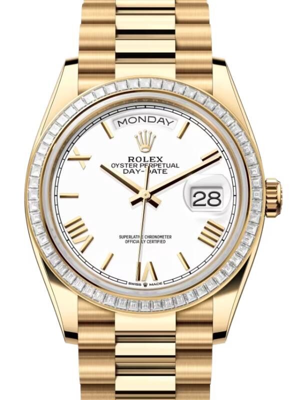 Rolex Day-Date 36 36 mm 128398TBRWRP Yellow Gold/Diamonds White