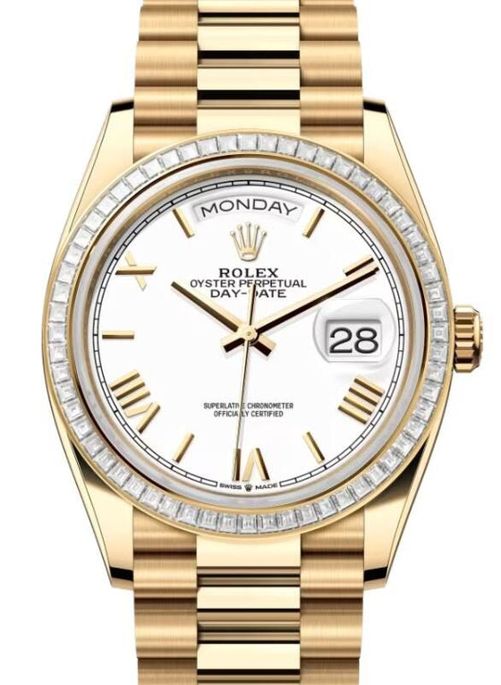 Rolex Day-Date 36 36 mm 128398TBRWRP Yellow Gold/Diamonds White