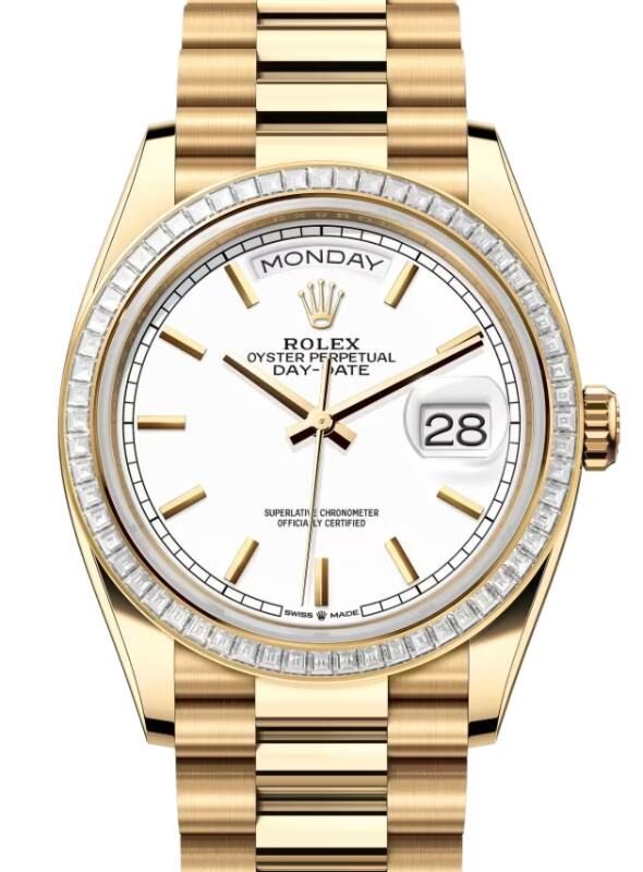 Rolex Day-Date 36 36 mm 128398TBRWSP Yellow Gold/Diamonds White