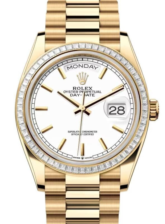 Rolex Day-Date 36 36 mm 128398TBRWSP Yellow Gold/Diamonds White