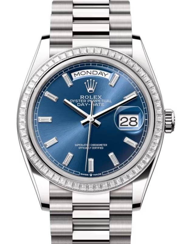 Rolex Day-Date 36 36 mm 128399TBRBBDP White Gold/Diamonds Blue