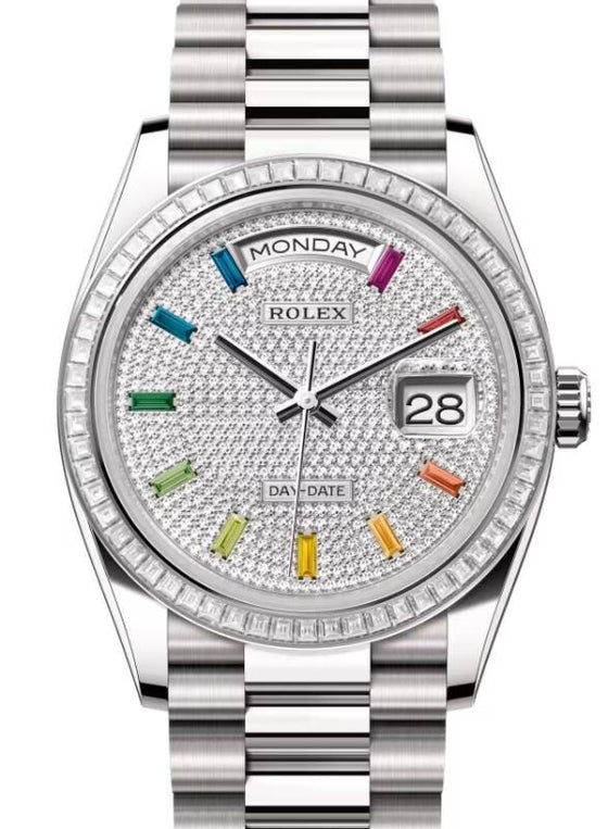 Rolex Day-Date 36 36 mm 128399TBRDPRBOWP White Gold/Diamonds Diamond Pave