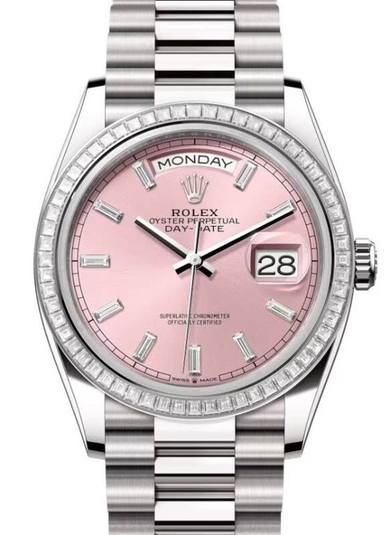 Rolex Day-Date 36 36 mm 128399TBRPDP White Gold/Diamonds Pink