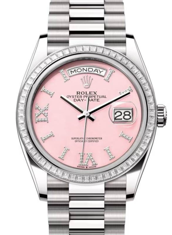 Rolex Day-Date 36 36 mm 128399TBRPODP White Gold/Diamonds Pink