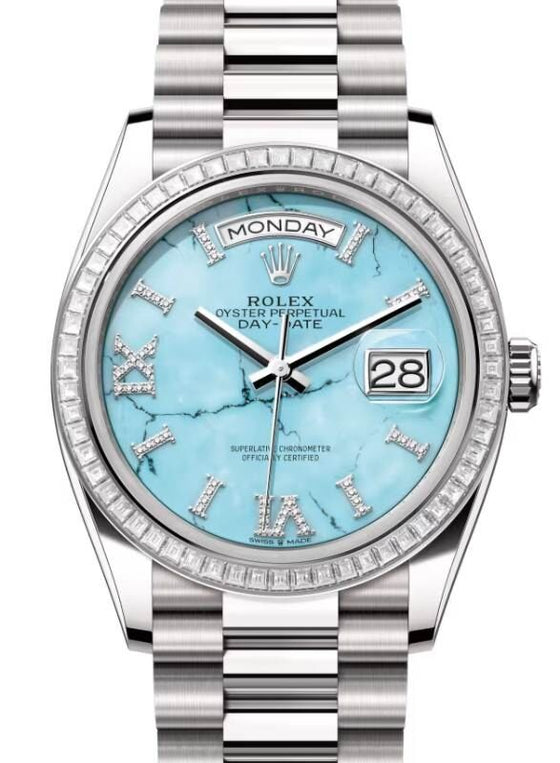 Rolex Day-Date 36 36 mm 128399TBRTDP White Gold/Diamonds Turquoise