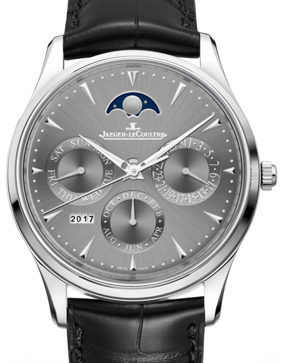 Jaeger-LeCoultre Calibre 868/1 Master Ultra Thin Perpetual 130354J Silver Index White Gold Leather 39mm Automatic BRAND NEW