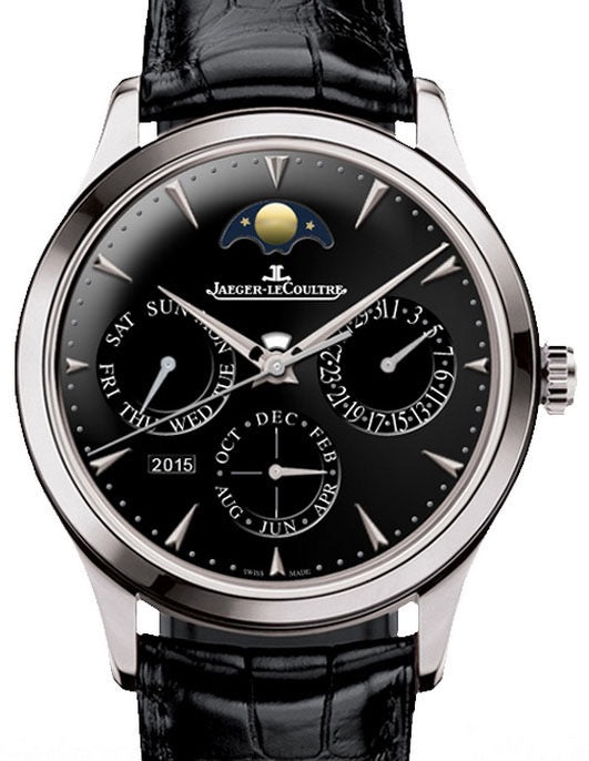Jaeger-LeCoultre Master Ultra Thin Perpetual Calendar 39mm Steel Black Dial Leather Strap Q1308470