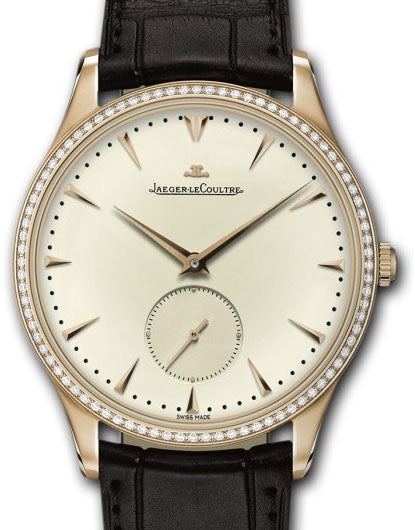 Jaeger-LeCoultre Calibre 896 Master Ultra Thin Small Second 1352502 Eggshell Beige Index Diamond Bezel Rose Gold Leather 40mm Automatic BRAND NEW