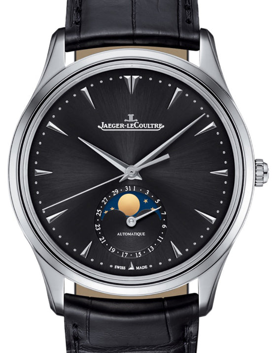 Jaeger-LeCoultre Calibre 925/1 Master Ultra Thin Moon 1368470 Black Index Stainless Steel Leather 39mm Automatic BRAND NEW
