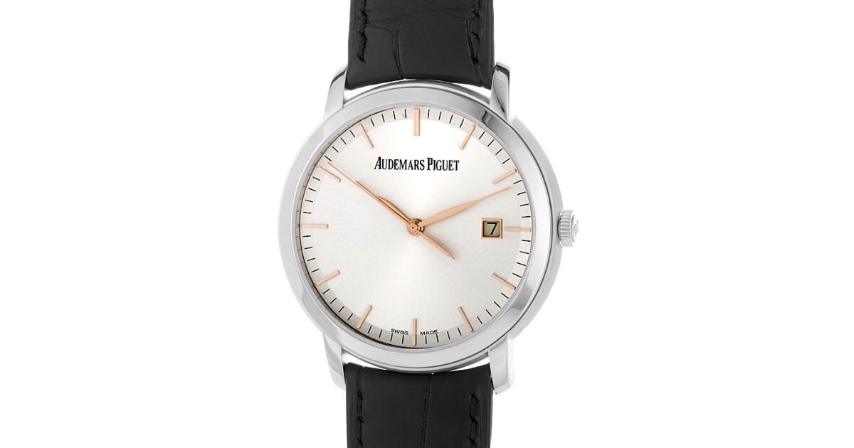 Audemars Piguet 15170BC.OO.A002CR.01 Jules Audemars Selfwinding 39mm Silver Index White Gold Leather BRAND NEW