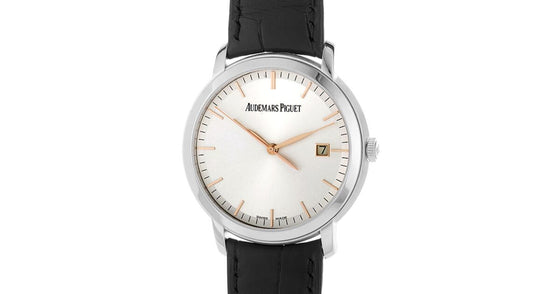 Audemars Piguet 15170BC.OO.A002CR.01 Jules Audemars Selfwinding 39mm Silver Index White Gold Leather BRAND NEW
