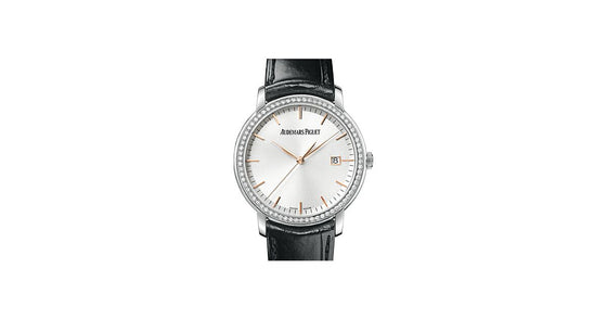 Audemars Piguet 15171BC.ZZ.A002CR.01 Jules Audemars Selfwinding 39mm Silver Index Diamond Bezel White Gold Leather BRAND NEW