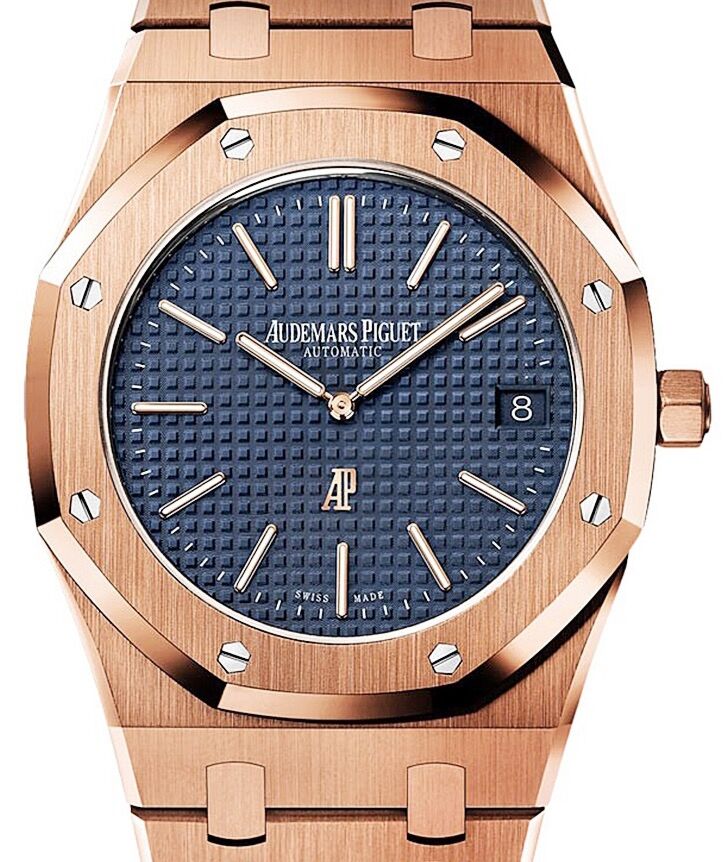 Audemars Piguet Royal Oak Extra-Thin 39 mm 15202OR.OO.1240OR.01 Rose Gold Blue