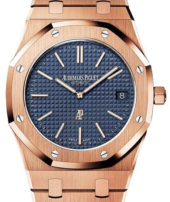Audemars Piguet Royal Oak Extra-Thin 39 mm 15202OR.OO.1240OR.01 Rose Gold Blue