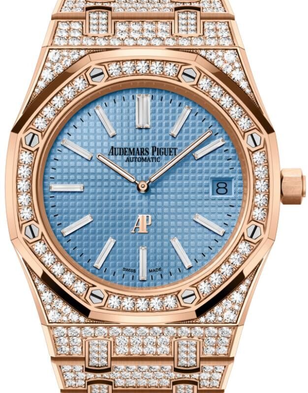 Audemars Piguet Royal Oak Extra-Thin 39 mm 15202OR.ZZ.1241OR.01 Rose Gold/Diamonds Blue