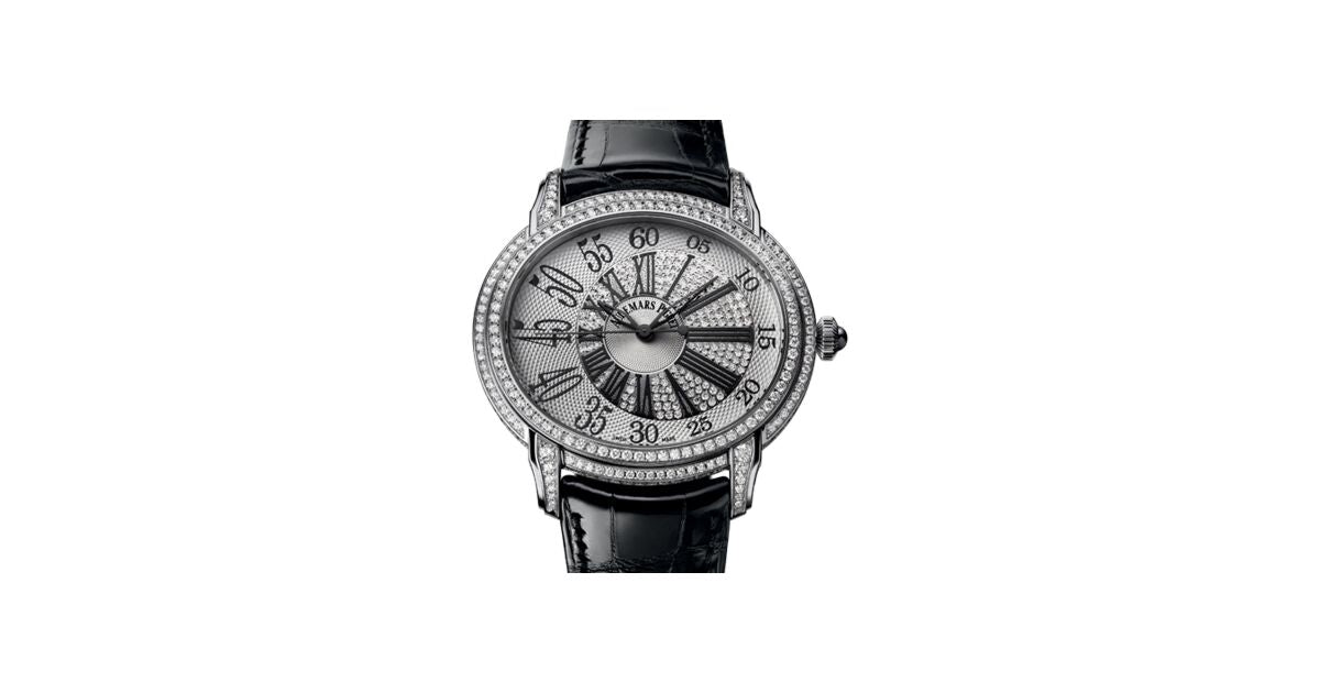 Audemars Piguet 15336BC.ZZ.D102CR.01 Millenary Millenary Qe Ii Cup 2013 45mm Silver Guilloche Diamond Paved Arabic Roman White Gold Leather BRAND NEW