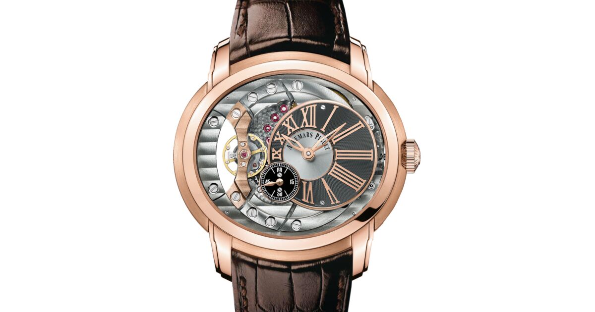 Audemars Piguet 15350OR.OO.D093CR.01 Millenary 4101 47mm Anthracite Skeleton Roman Rose Gold Leather BRAND NEW