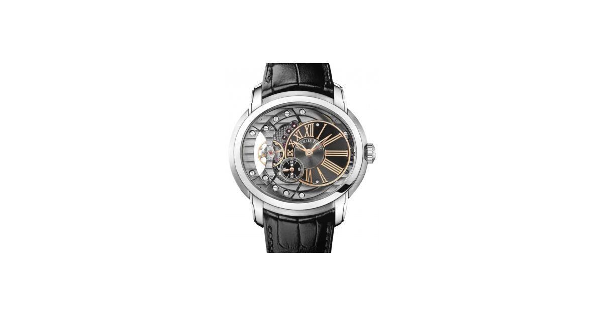 Audemars Piguet 15350ST.OO.D002CR.01 Millenary 4101 47mm Black Anthracite Skeleton Roman Stainless Steel Leather BRAND NEW