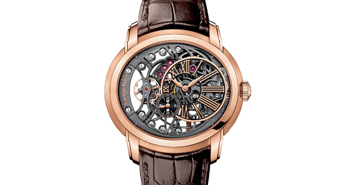 Audemars Piguet 15352OR.OO.D093CR.01 Millenary Openworked 47mm Black Skeleton Roman Rose Gold Leather BRAND NEW
