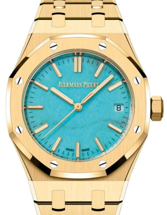 Audemars Piguet Royal Oak 37 mm 15550BA.OO.1356BA.01 Yellow Gold Turquoise