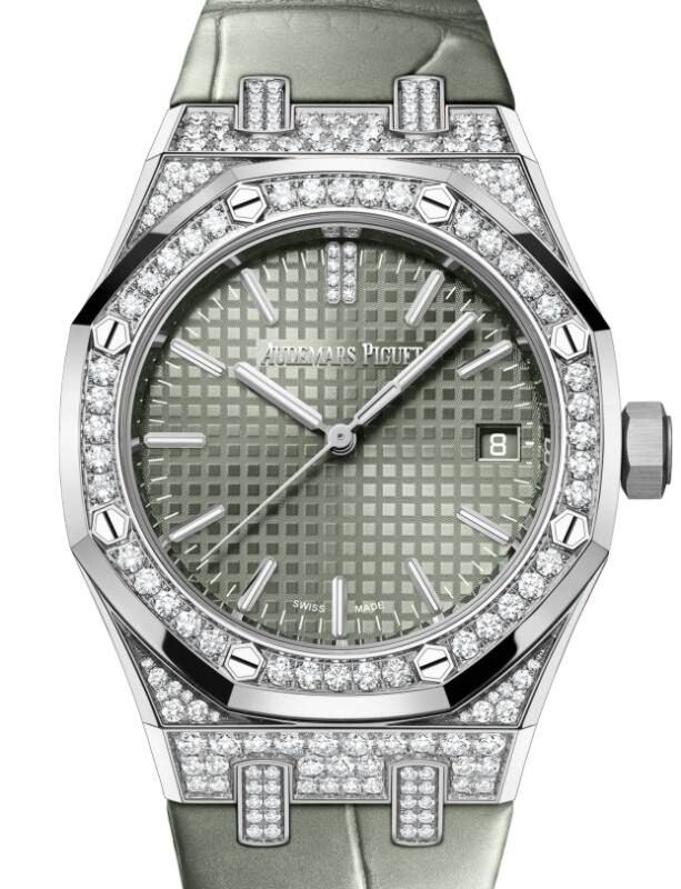 Audemars Piguet Royal Oak 37 mm 15551BC.ZZ.D405CR.01 White Gold/Diamonds Green