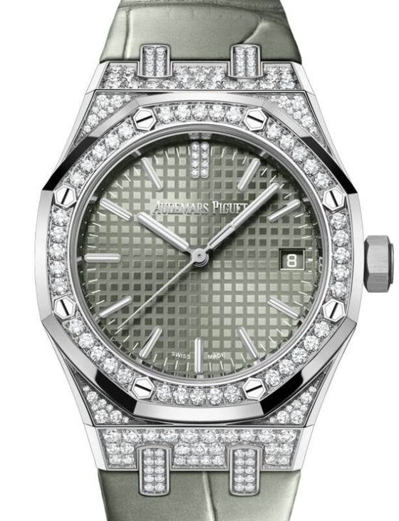 Audemars Piguet Royal Oak 37 mm 15551BC.ZZ.D405CR.01 White Gold/Diamonds Green