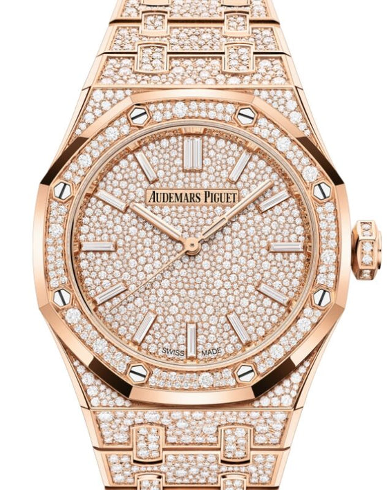 Audemars Piguet Royal Oak 37 mm 15552OR.ZZ.1358OR.01 Pink Gold/Diamonds Black/Golden