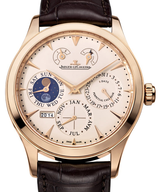 Jaeger-LeCoultre Calibre 876-440B Master Eight Days Perpetual 1612520 Eggshell Beige Index Rose Gold Leather 40mm Manual-Winding BRAND NEW