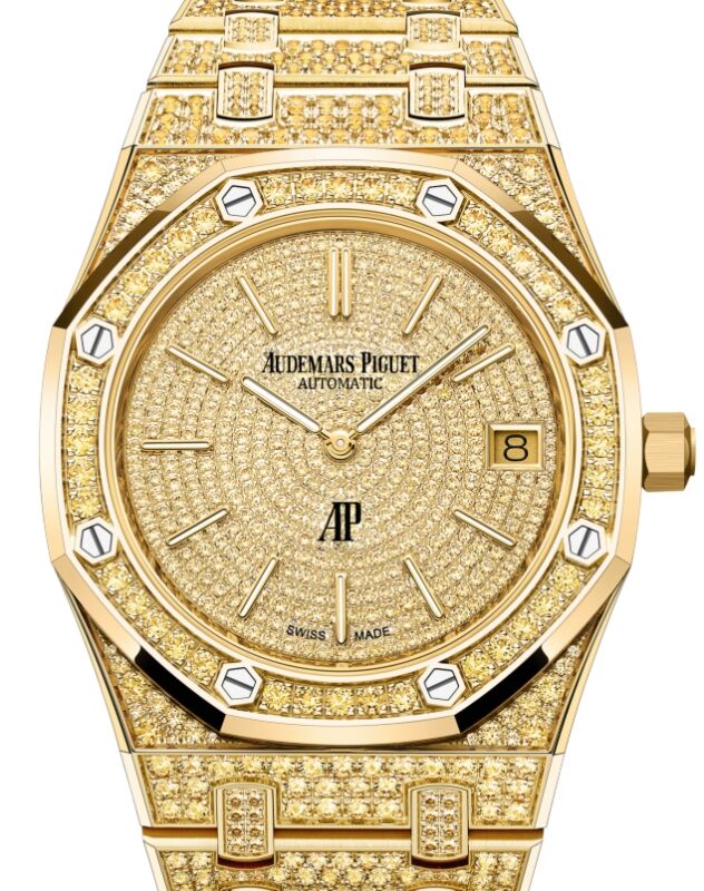 Audemars Piguet Royal Oak 39 mm 16202BA.HH.1241BA.01 Yellow Gold/Sapphires Black/Golden