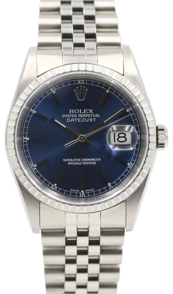 Rolex Datejust 36 mm 16220 blue index Steel Blue