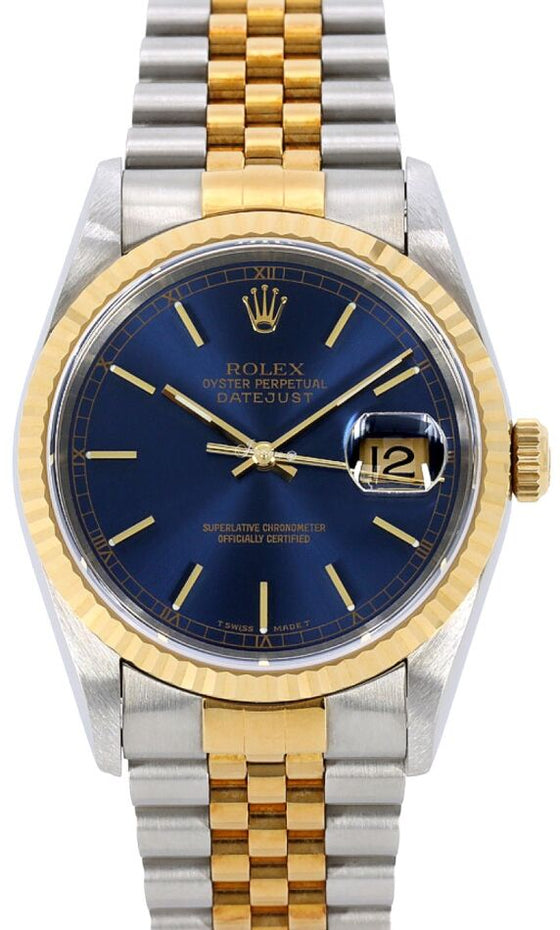 Rolex Datejust 36 mm 16233BSJ Steel/Yellow Gold Blue
