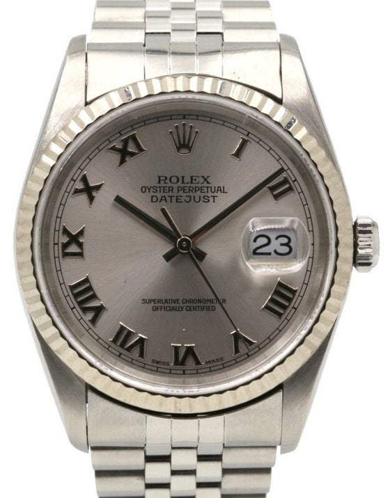 Rolex Datejust 36 mm 16234SRJ3 Steel/White Gold Silver